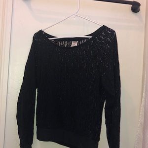 Victoria’s Secret Black Longsleeve SheerMesh Top